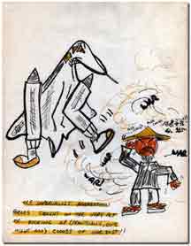 SR-71 kicking up dust of war cartoon