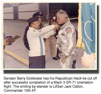 Sen. Goldwater's tie is cut off!